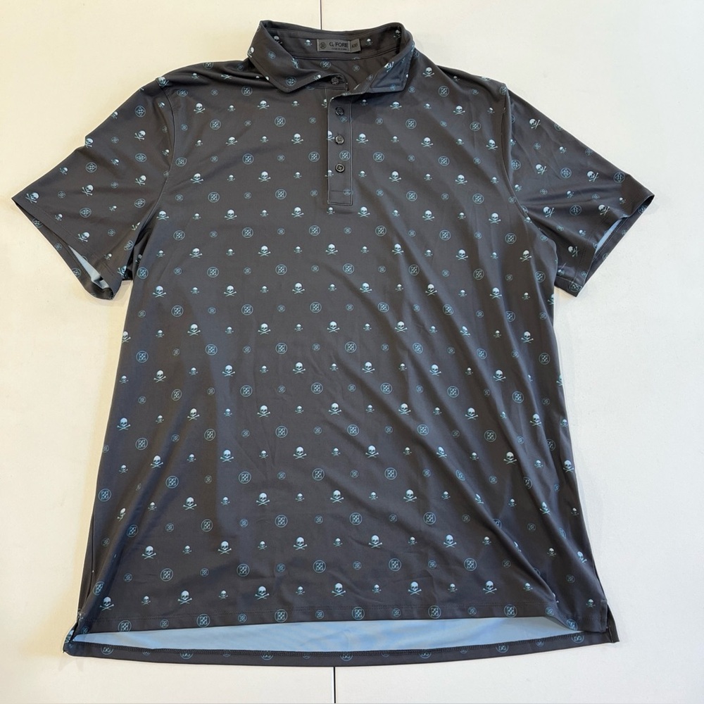 SOLD G Fore Polo Shirt Skull Bone All Over Print Performance Stretch Golf Mens